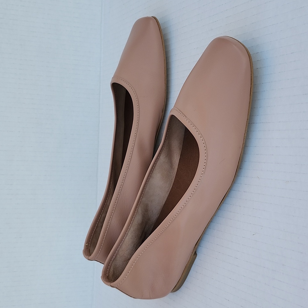 Pilcro Blush Pink Leather Square-Toe Ballet Flats